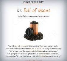 معنای be full of beans