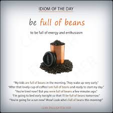 معنای be full of beans